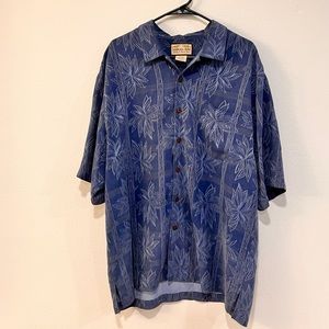 Jamaica Jaxx Men’s 100% Silk Hawaiian Shirt Blue Size XL